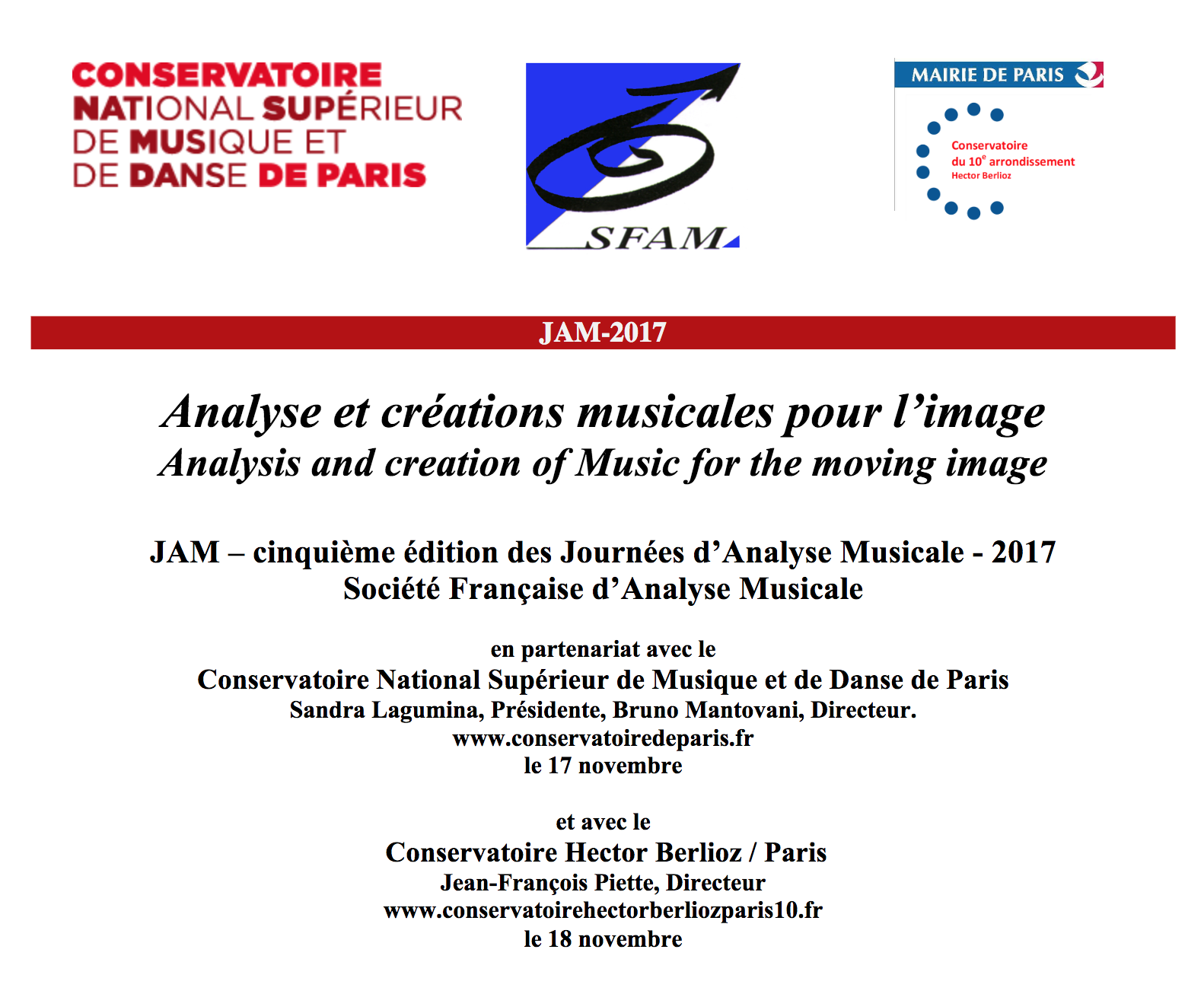 You are currently viewing JAM 2017 — Analyse et création pour l’image (CNSMDP et Conservatoire Hector Berlioz de Paris)