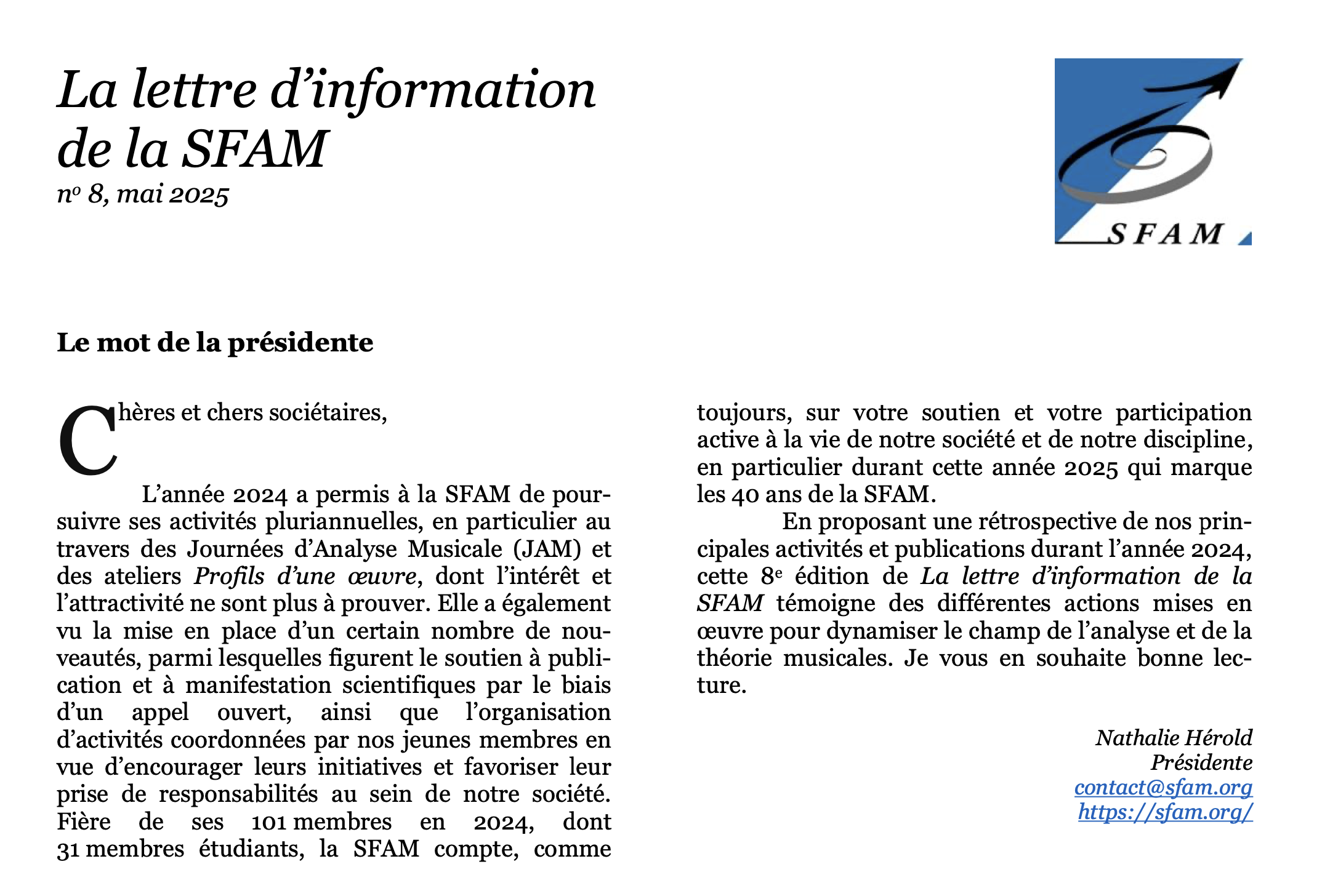 Lire la suite à propos de l’article La lettre d’information de la SFAM n° 8 (mai 2025)