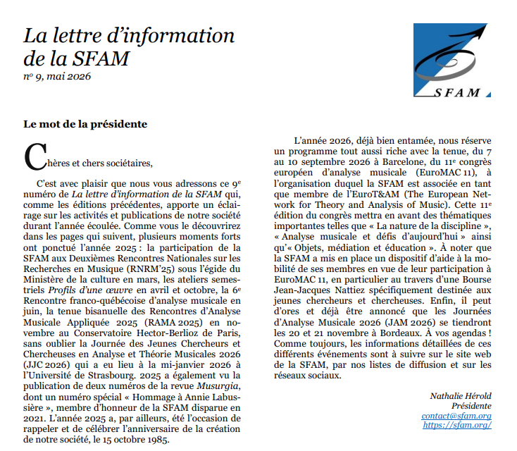 You are currently viewing La lettre d’information de la SFAM n° 9 (mai 2026)