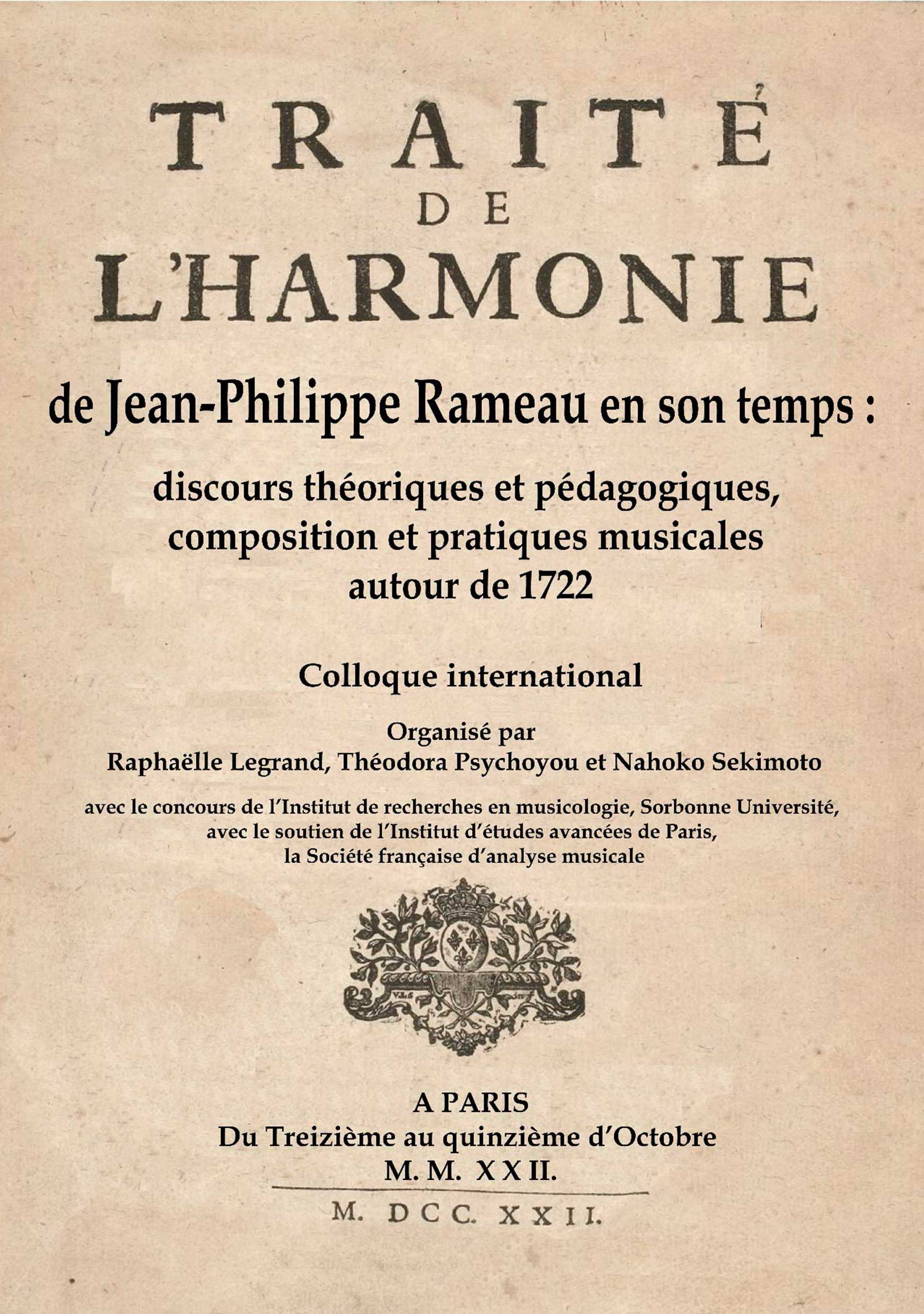 You are currently viewing Le Traité de l’harmonie de Jean-Philippe Rameau en son temps : discours théoriques et pédagogiques, composition et pratiques musicales autour de 1722